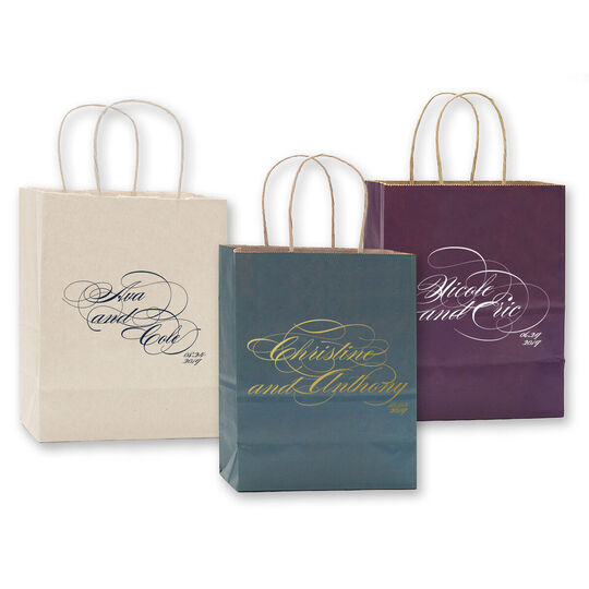 Romantic Script Twisted Handled Bags